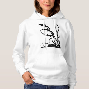 Bouquet Blanc: Abstract White & Black Hoodie