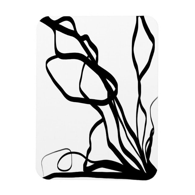 Bouquet Blanc: Abstract White & Black Magnet (Vertical)