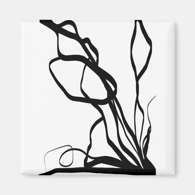Bouquet Blanc: Abstract White & Black Magnet (Front)