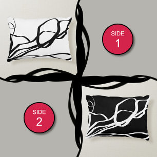 Bouquet Blanc & Noir: Abstract White & Black Accent Pillow