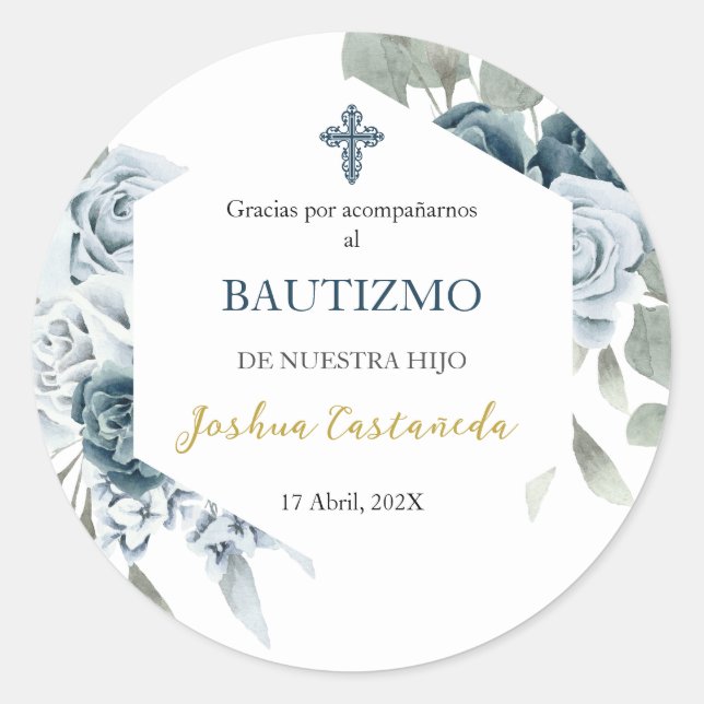 Bouquet bleu et vert merci sticker (Devant)