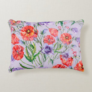 Bouquet blue bell flower, pink bell flower and pop accent pillow