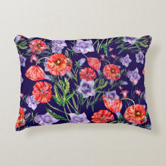 Bouquet blue bell flower, pink bell flower and pop accent pillow