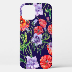 Bouquet blue bell flower, pink bell flower and pop iPhone 12 case