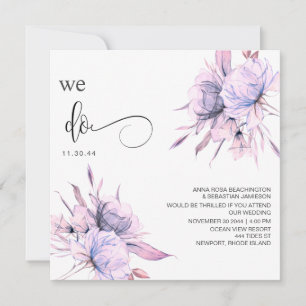 *~* Bouquet Blush Pink AR15 Floral QR RSVP WEDDING Invitation