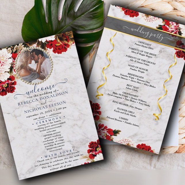 Bouquet Bourgogne Avec Programme De Mariage De Mar (Créateur téléchargé)