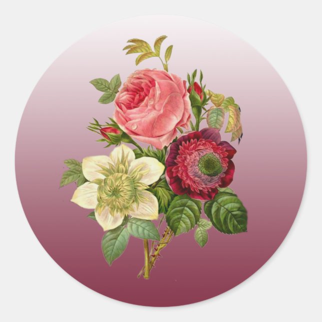 Bouquet Bourgogne de Stickers Rose (Devant)