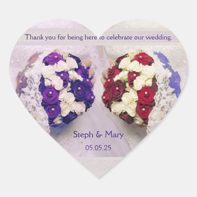 Bouquet Brides Heart Sticker Lesbian Wedding Favou (Front)