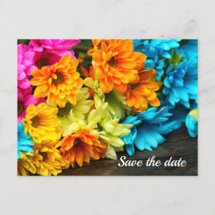 Bouquet coloré Enregistrer la date Carte postale