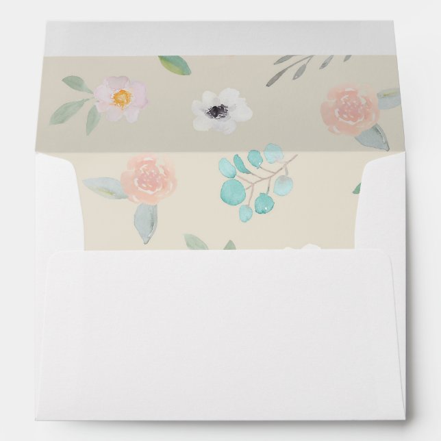 Bouquet d'aquarelle, enveloppe de Fête de la (Dos (Bas))