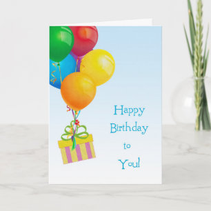 Bouquet de ballons colorés, cadeau, carte d'annive