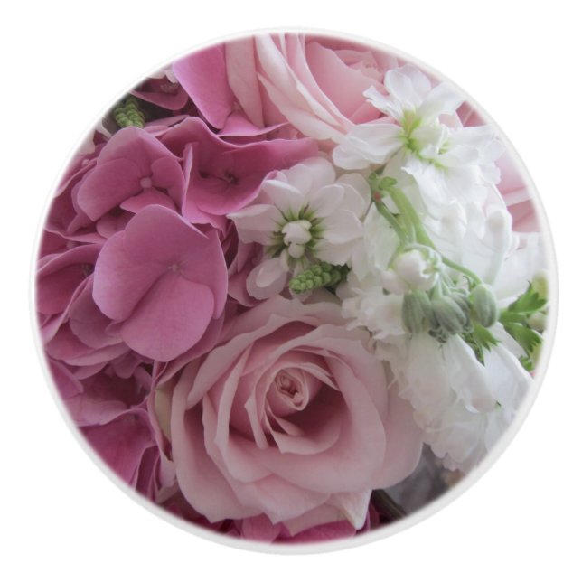 Bouquet de bouton de porte en céramique de fleurs (Devant)