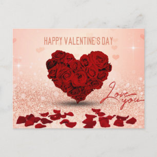 Bouquet de coeur Rose de la Saint-Valentin - Carte