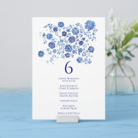 Bouquet de dessus bleu Numéro de table de mariage 