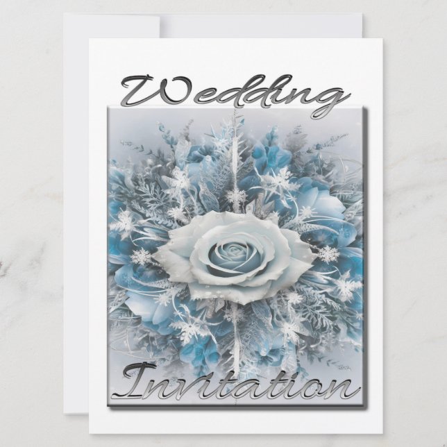 Bouquet de faire-part de mariage en bleu et blanc (Devant)