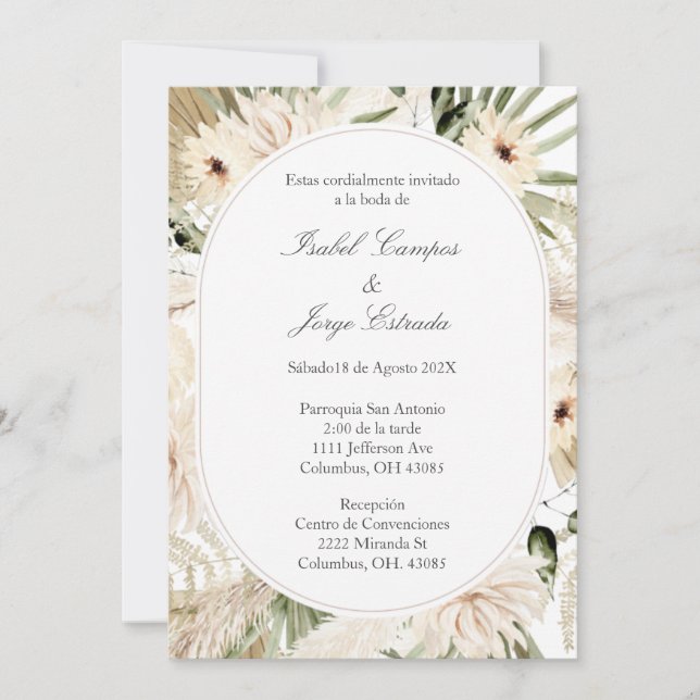Bouquet de fleurs blanches Invitation de mariage (Devant)