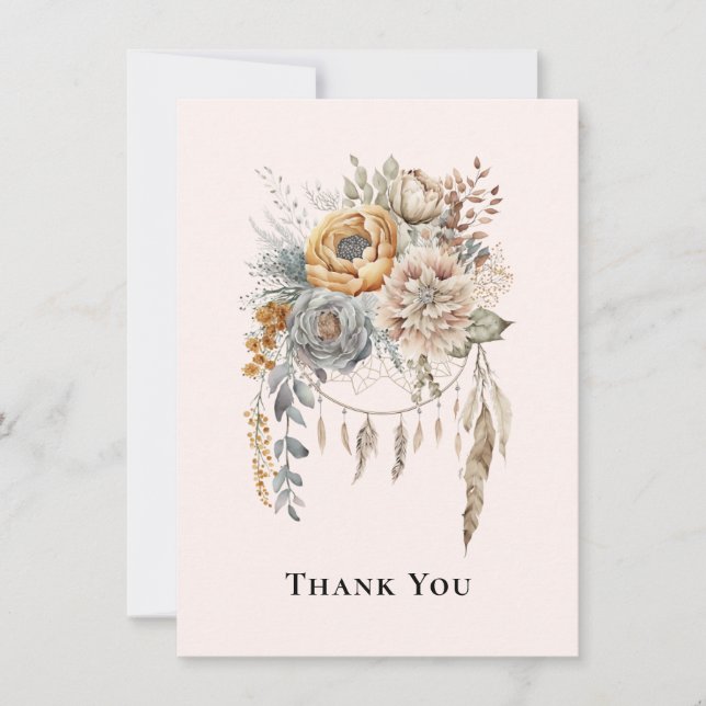 Bouquet de fleurs Boho en Merci de couleurs neutre (Devant)