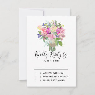 Bouquet de fleurs colorées Carte de réponse RSVP