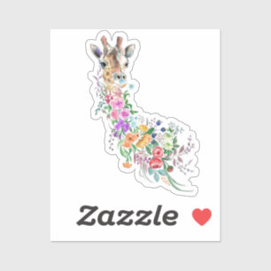 Bouquet de fleurs colorées Sticker en Giraffe Prin