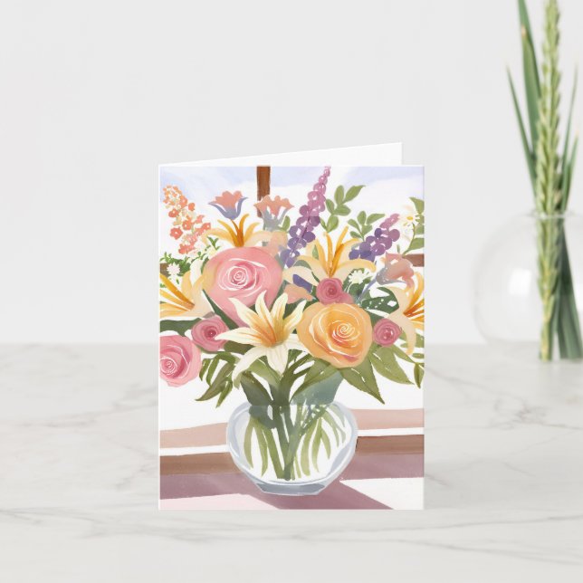 Bouquet de fleurs printanières | Jolie carte flora (Devant)