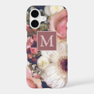 Bouquet de fleurs romantiques monogramme