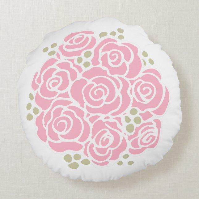 Bouquet de fleurs rose coussin rond (Dos)
