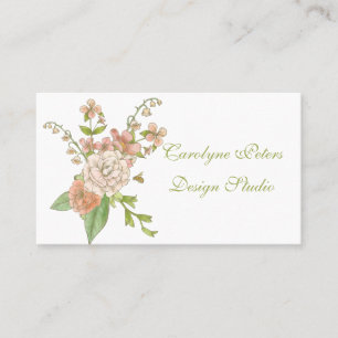 Bouquet de fleurs roses Carte de visite