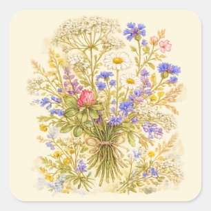 Bouquet de fleurs sauvages Autocollant floral aqua
