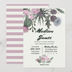 Bouquet de fleurs sauvages   rose   Faire-part de 