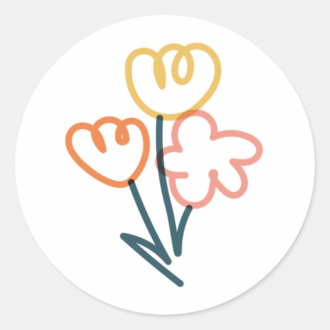 Bouquet de fleurs, Sticker de doodle coloré (Devant)