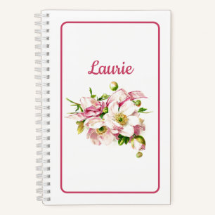 Bouquet de fleurs Vintages rose Nom Carnet