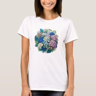 Bouquet de Hydrangeas Tshirt bleu rose