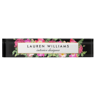 Bouquet de jardin Florals Bureau noir Plaque de no
