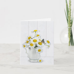 Bouquet de marguerite avec carte à billet blanc pa