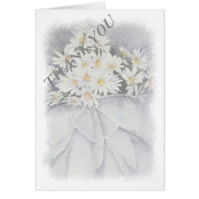 BOUQUET DE MARGUERITES BLANCHES CARTE DE REMERCIEM (Devant)
