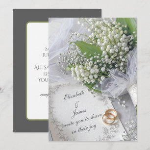 Bouquet de muguet sur une invitation de mariage