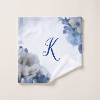 Bouquet de pivoine - bleu et gris - lavette