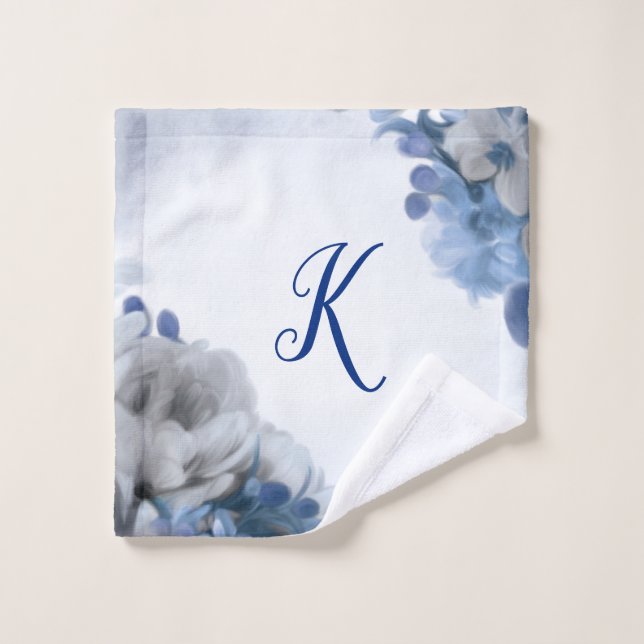 Bouquet de pivoine - bleu et gris - lavette (Gant de toilette)