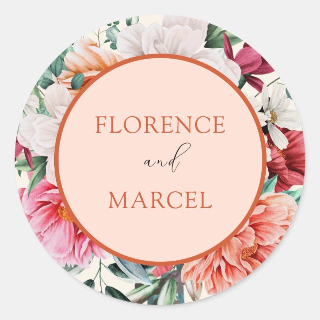 Bouquet de printemps en pêche et Sticker Mariage i (Devant)