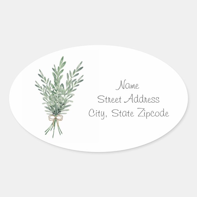 Bouquet de romarin d'aquarelle avec Étiquettes de  (Devant)