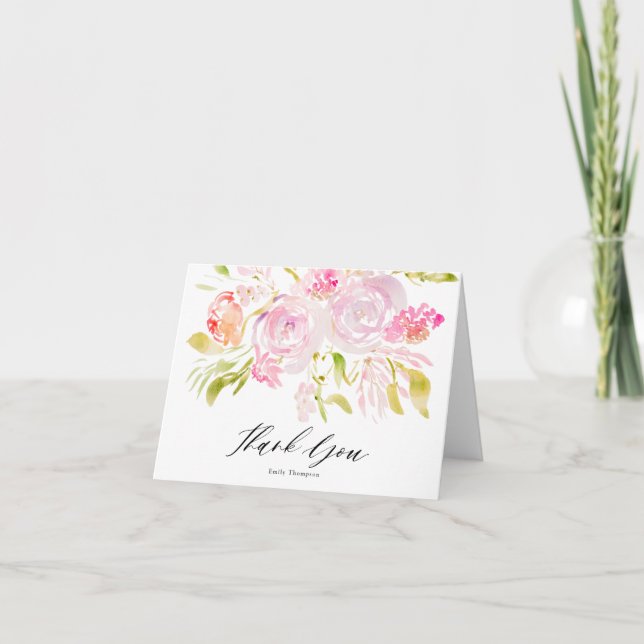 Bouquet de roses à l'aquarelle Merci (Devant)