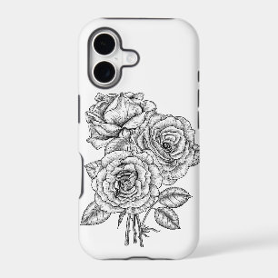 Bouquet de roses en noir et blanc