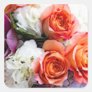 Bouquet de roses, orchidées, autocollant d'hortens