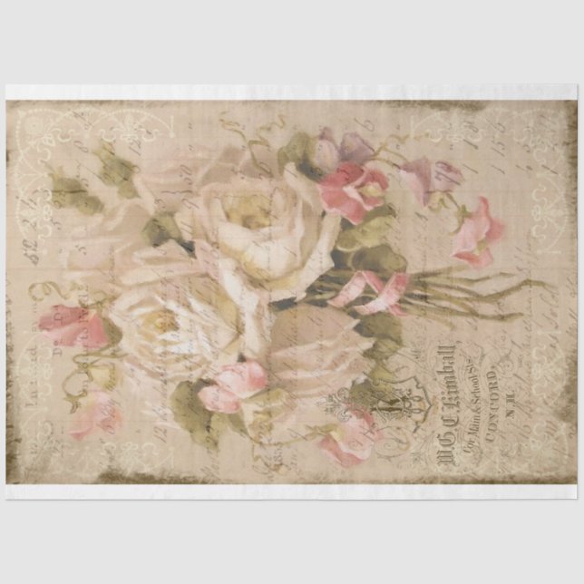 Bouquet de Roses White Roses on LedgerTissue Paper (Front)