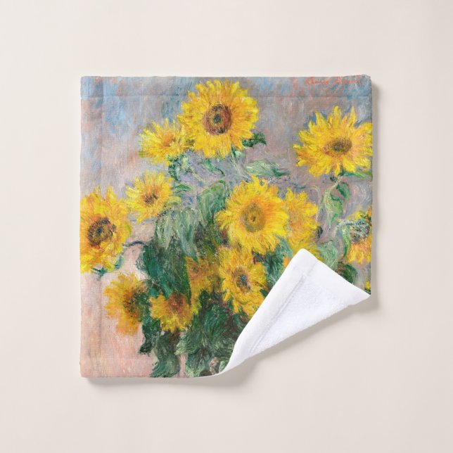 Bouquet de tournesols par Monet Art impressionnist (Gant de toilette)