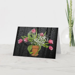 bouquet de tulipe avec gouttes de pluie carte de s