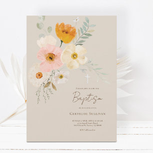 bouquet délicat Baptême Invitation