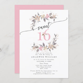 Bouquet d'or Chute rose rose doux 16 Invitation