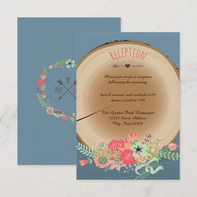 Bouquet en bois rustique - Invitation à la récepti (Devant / Derrière)