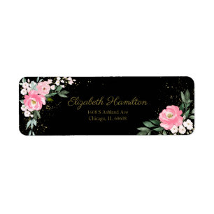 Bouquet floral aquarelle rose chaud élégant noir